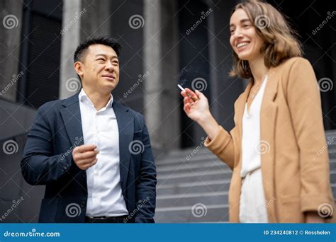 People Smoking Cigarettes During Break At Work Stock Photo Image Of