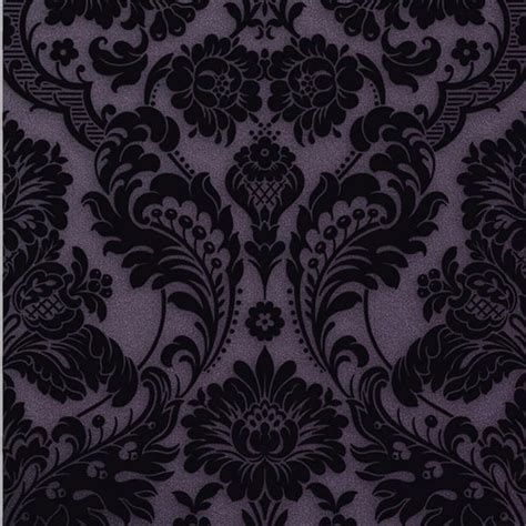 Graham And Brown Gothic Damask Plum Purple Removable Wallpaper Sample