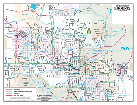 Phoenix Metropolitan Arterial Streets Wall Map By Wide World Of Maps