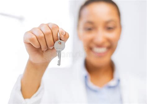 Woman Hand Holding House Keys Stock Photo Image Of Businesswoman