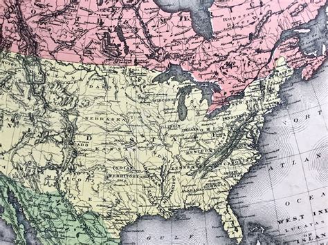 1880 Antique Map Of North America North America Antique Map Etsy