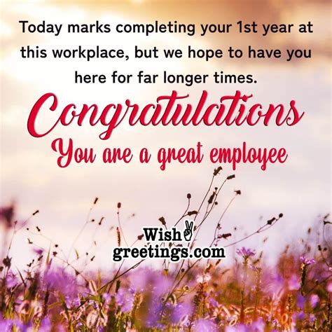 1st Work Anniversary Wishes Wish Greetings