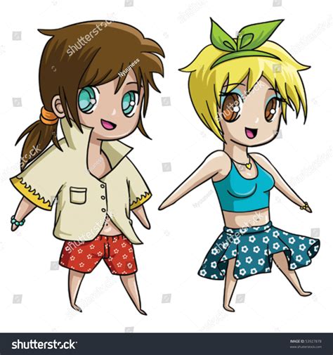 Cute Chibi Anime Boy Girl Stock Vector 53927878 Shutterstock