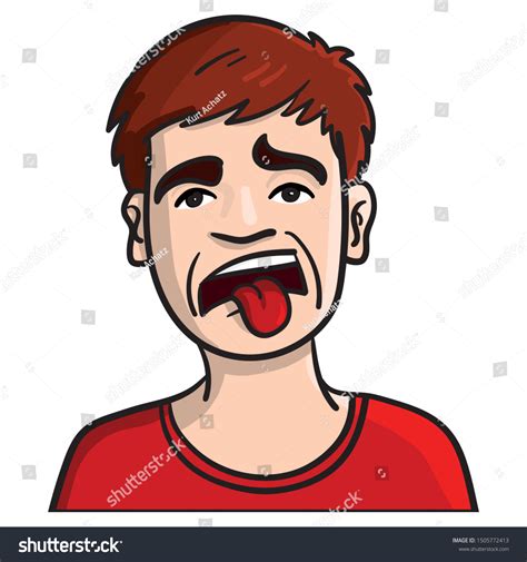 Face Boy Disgusted Facial Expression Tongue Stock Vector Royalty Free
