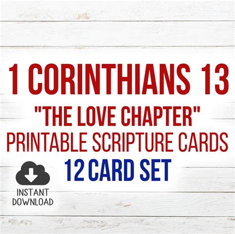 1 Corinthians Chapter 13 Printable Scripture Cards Kjv 12 Etsy