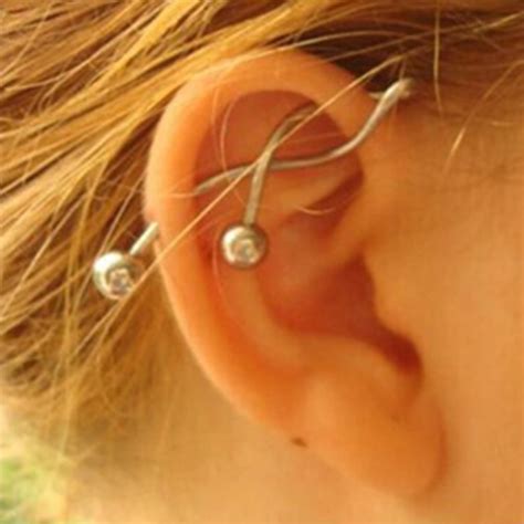 Ruijy 1pc 14g Cool Twist Spiral Ear Industrial Barbell Belly Ring Piercing Earring