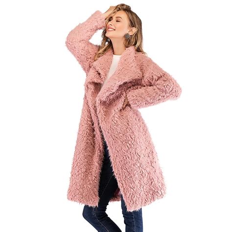 Kenancy New Autumn Winter Faux Lamb Women Overcoat Fleece Warm Thick