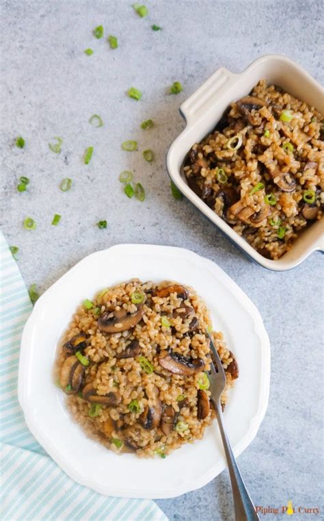 Brown Rice And Mushroom Pilaf Instant Pot Pressure Cooker Indian Rice