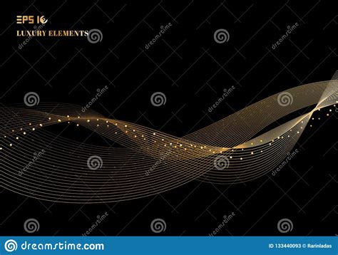 Abstract Shiny Color Sparkling Gold Wave Design Element With Glitter