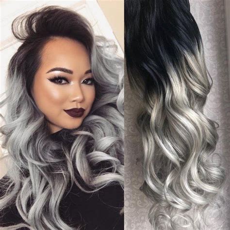 Black To Grey Ombre Hair Extensions Silver Ombre Hair Clip In Hair