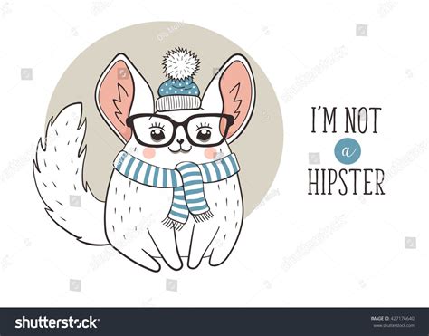 Hipster Poster Cute Cartoon Chinchilla Glasses Image Vectorielle De