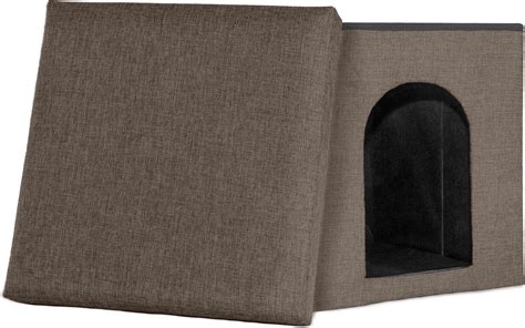Furhaven House Footstool And Ottoman Dog And Cat Bed Coconut Brown Small