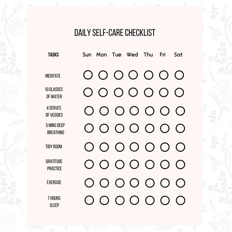 Free Printable Self Care Checklist Free Printable Templates