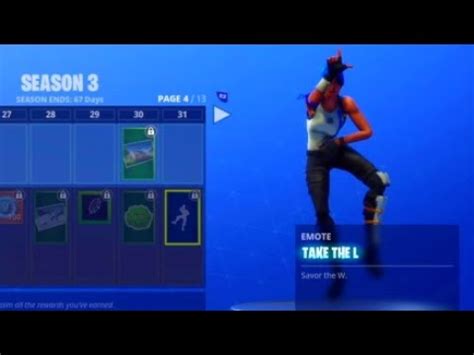 Take the l was available via the battle pass during season 3 and could be unlocked at tier 31. TAKE THE L (NEW FORTNITE DANCE EXTENDED SEASON 3) - YouTube