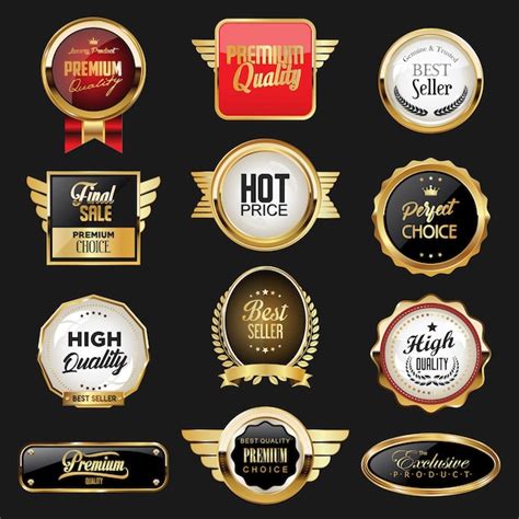 Premium Vector Luxury Premium Sale Golden Badges And Labels Collection