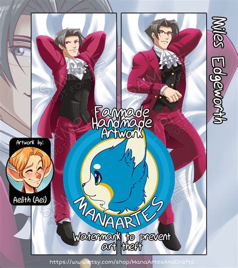 Preorder Two Way Tricott Dakimakura Miles Edgeworth Double Sided Pillow Case Art By Aelith Etsy