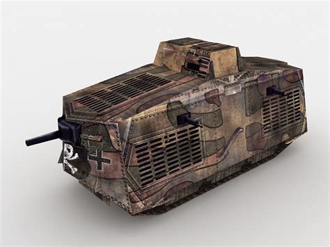 Ww1 Germany A7v Tank 3d Model 3ds Max Files Free Download Modeling