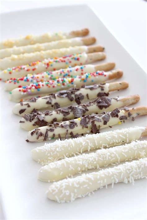 Pretzel Sticks Dipped In White Chocolate Yummy Chocolate Covered