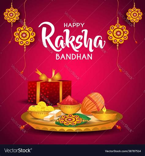 Happy Radisha Bandhan Greeting Card With T Box And Ts On The Plate