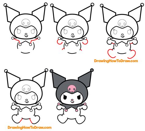 How To Draw Kuromi From My Melody And Hello Kitty Easy Step By Step