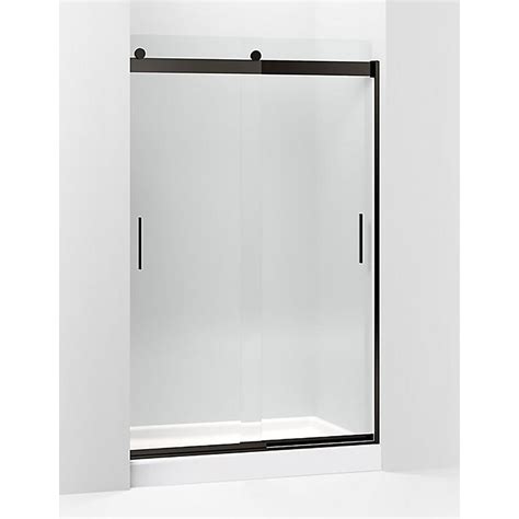 kohler levity 59 in x 74 in frameless sliding shower door in silver finish with handle k