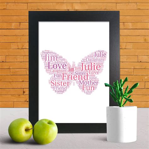 Personalised Butterfly Word Art Print Etsy