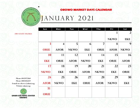 Igbo Calendar 2022 Printable Word Searches