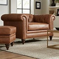 Craftmaster L743150 Traditional Leather Chesterfield Oversized Chair ...