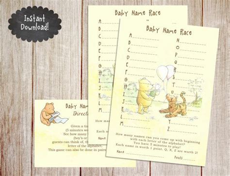 Printable Winnie The Pooh Baby Shower Game Classic Winnie The Pooh