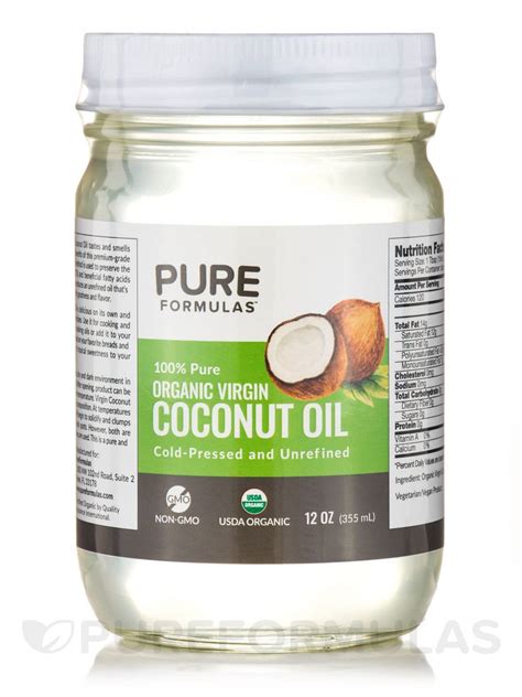 100 Pure Organic Virgin Coconut Oil 12 Fl Oz 355 Ml