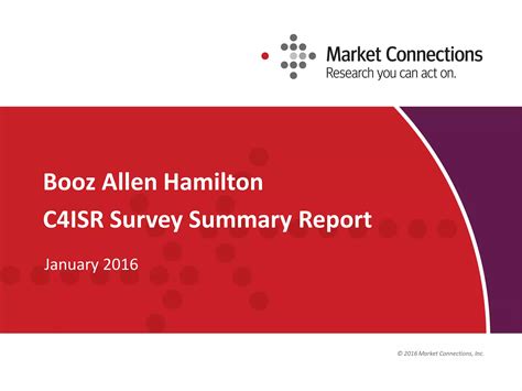 Booz Allen Hamilton and Market Connections: C4ISR Survey Report | PPT