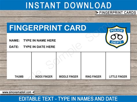 Free Printable Blank Fingerprint Cards Printable Blank Templates