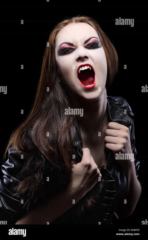 Young Beautiful Vampire Woman Stock Photo Alamy