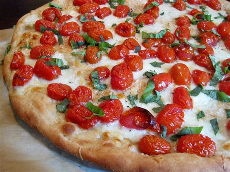 Roasted Cherry Tomato And Basil Pizza A Hint Of Honey