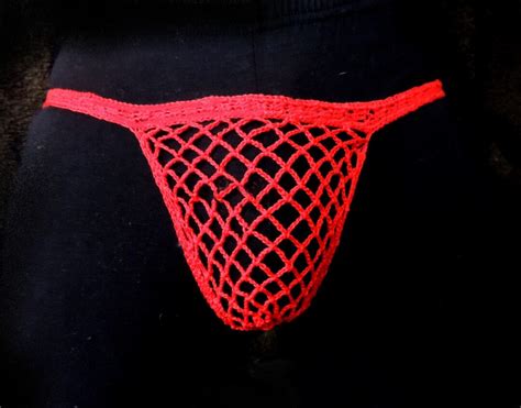 Men Thong G String Sexy Erotic Bottom See Thru Thong Crochet Bottom