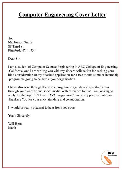 Example Engineering Cover Letter