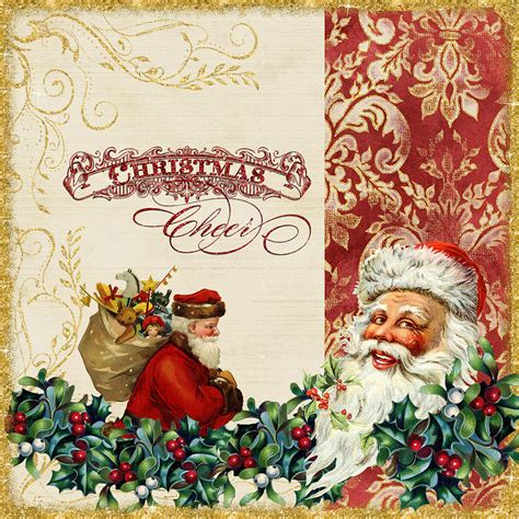 Vintage Santa Claus Glittering Christmas 5 Painting By Audrey Jeanne