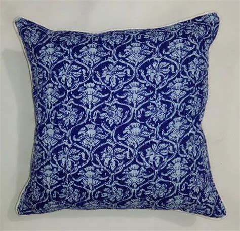 lucky handicraft printed indigo hand block cushion cover size 16 at rs 80 per piece in jaipur
