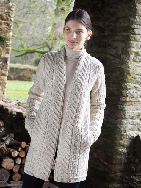 super soft merino open aran cable knit coat the irish celtic craft shop