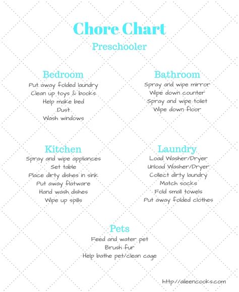 Printable Preschooler Chore Chart Aileen Cooks