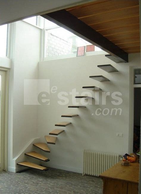 14 Turn Staircase With Wooden Floating Treads Small Staircase