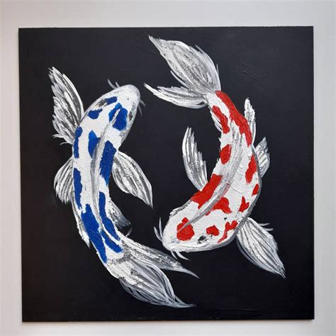 Koi Fish Painting Original Japanese Painting Oil And Acrylic Etsy