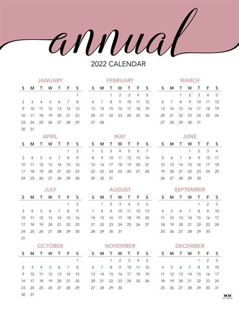 2022 Planning Calendar Printable