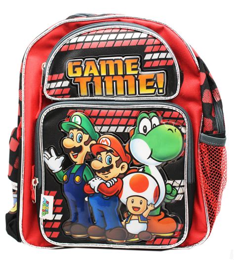Super Mario Game Time Redblack Small Size Kids Backpack 12in