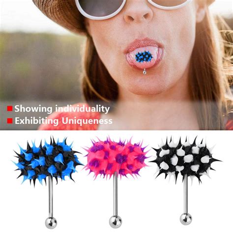 3types Unisex Cool Vibrating Tongue Ring Stud Barbell