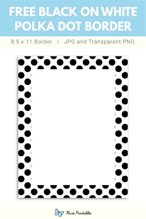 Free Printable Black On White Polka Dot Border Polka Dots White