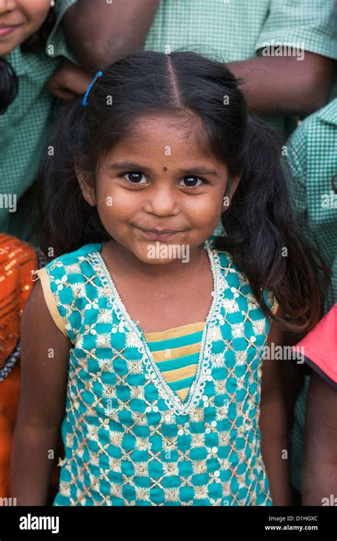 Smiling Young Rural Indian Village Girl Andhra Pradesh India Stock