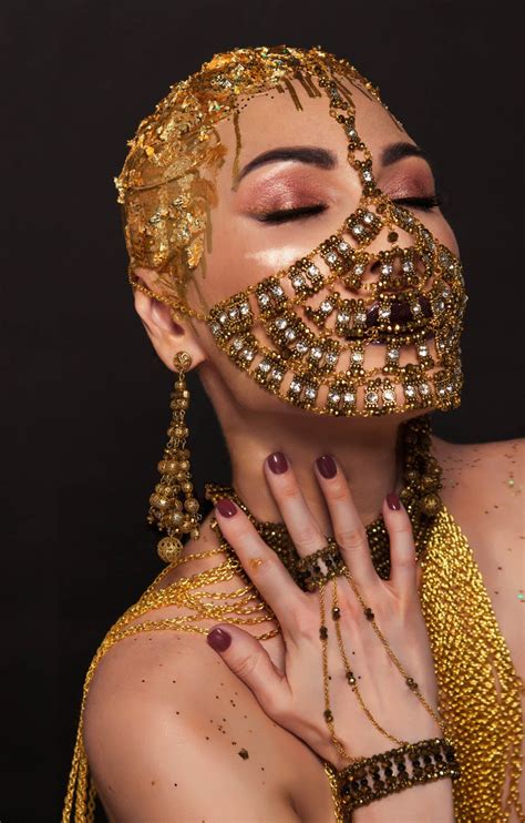 Golden Face Mask Yasmin Metal Face Jewelry Etsy