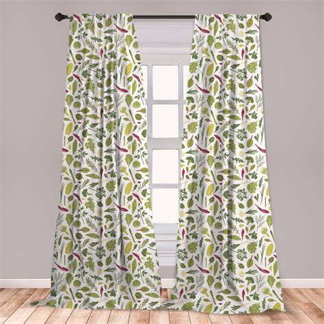 Vegetables Curtains 2 Panels Set Pattern Of Fresh Greenery Plants And