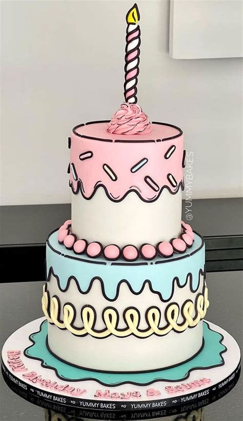 50 Cute Comic Cake Ideas For Any Occasion Mint And Pink Colours In 2023 Cartoon Cake Cake
